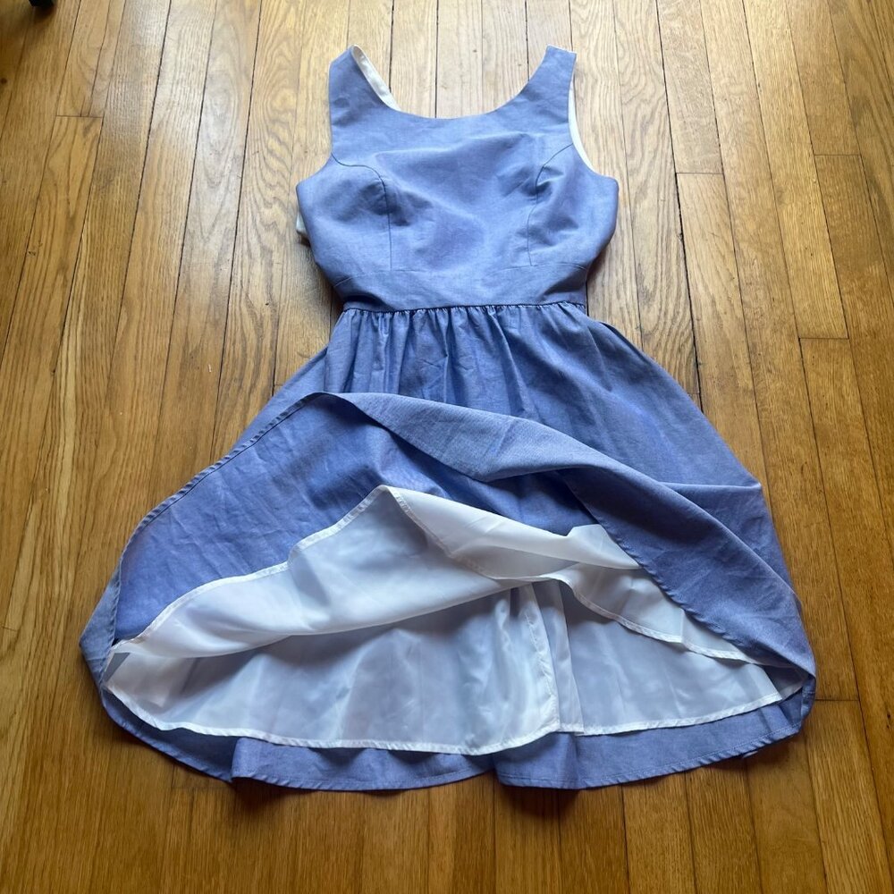 Lauren James Size S NEW Royal Blue White Emerson Oxford Sleeveless A-Line Dress - Picture 8 of 16